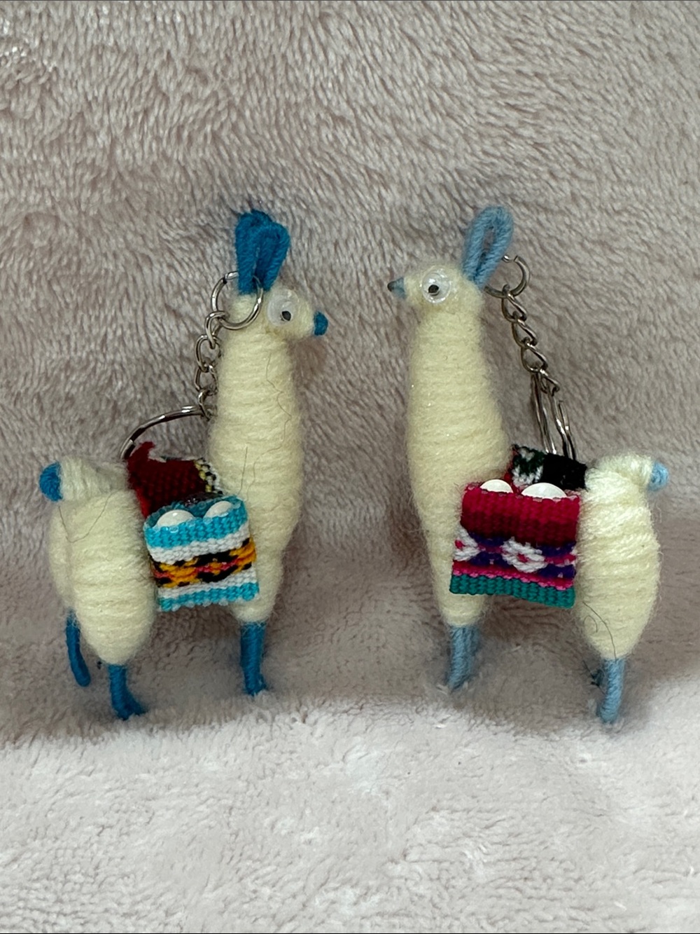 handmade Peruvian llama wool keychains